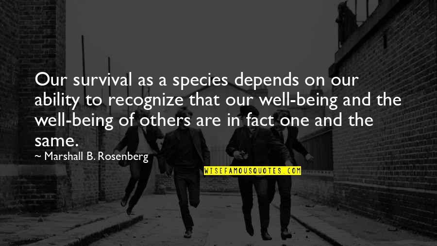 Rich White Girl Quotes By Marshall B. Rosenberg: Our survival as a species depends on our