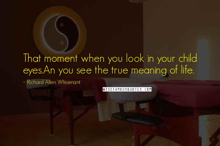 Richard Allen Whisenant quotes: That moment when you look in your child eyes.An you see the true meaning of life.
