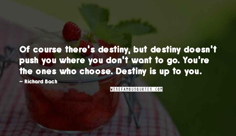 Richard Bach quotes: Of course there's destiny, but destiny doesn't push you where you don't want to go. You're the ones who choose. Destiny is up to you.