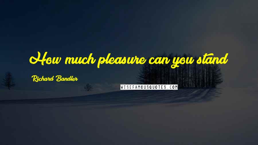 Richard Bandler quotes: How much pleasure can you stand?