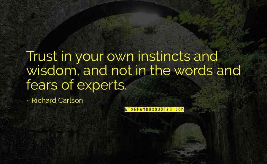 Richard Carlson Quotes By Richard Carlson: Trust in your own instincts and wisdom, and Richard Carlson Quotes By Richard Carlson: Trust in your own instincts and wisdom, and