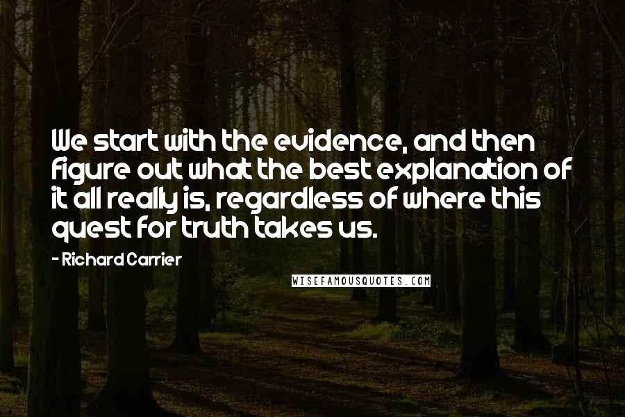 Richard Carrier quotes: We start with the evidence, and then figure out what the best explanation of it all really is, regardless of where this quest for truth takes us.