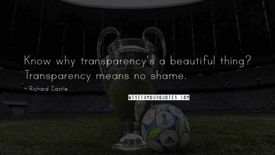 Richard Castle quotes: Know why transparency's a beautiful thing? Transparency means no shame.