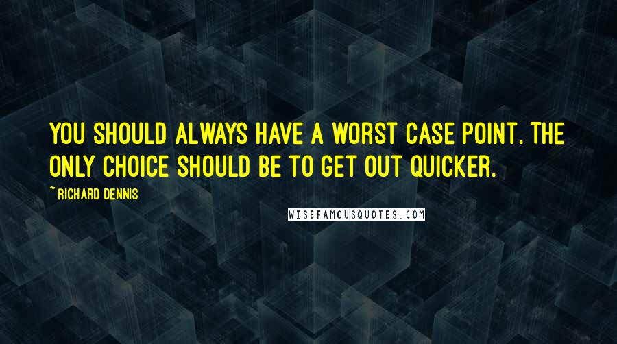 Richard Dennis quotes: You should always have a worst case point. The only choice should be to get out quicker.