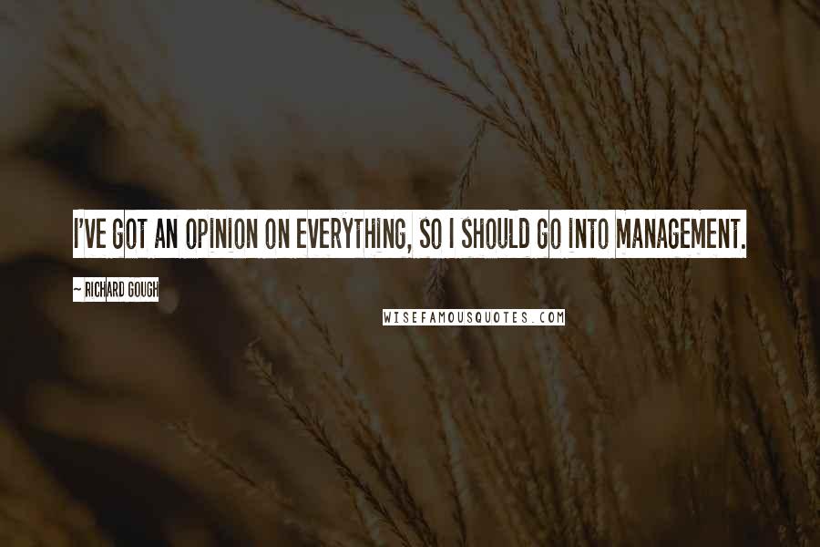 Richard Gough quotes: I've got an opinion on everything, so I should go into management.