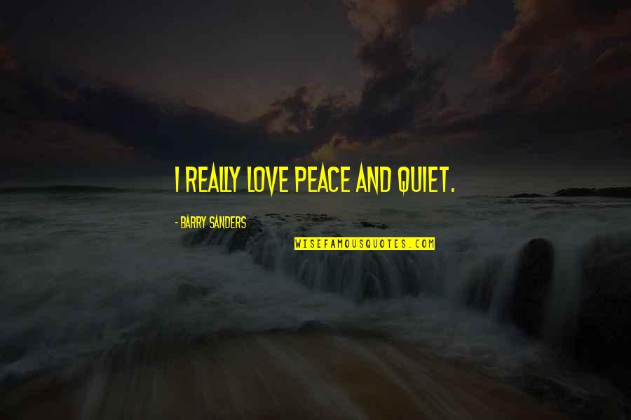 Richard Halverson Quotes By Barry Sanders: I really love peace and quiet. Richard Halverson Quotes By Barry Sanders: I really love peace and quiet.