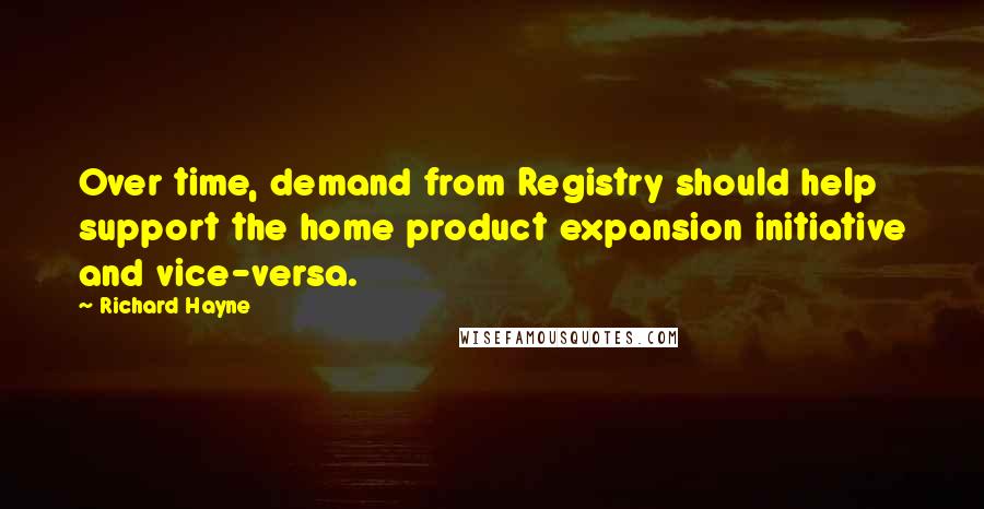 Richard Hayne quotes: Over time, demand from Registry should help support the home product expansion initiative and vice-versa. Richard Hayne quotes: Over time, demand from Registry should help support the home product expansion initiative and vice-versa.