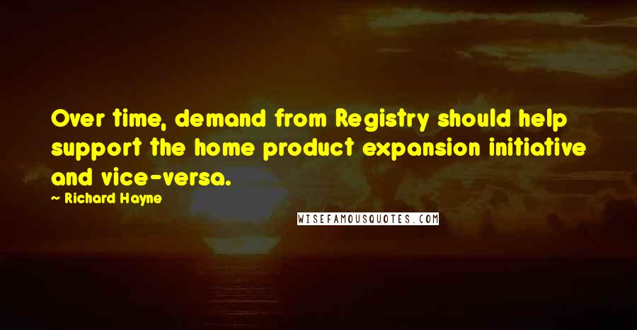 Richard Hayne quotes: Over time, demand from Registry should help support the home product expansion initiative and vice-versa.