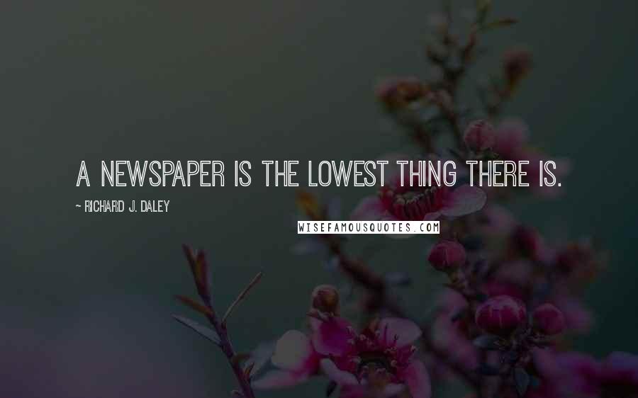 Richard J. Daley quotes: A newspaper is the lowest thing there is.