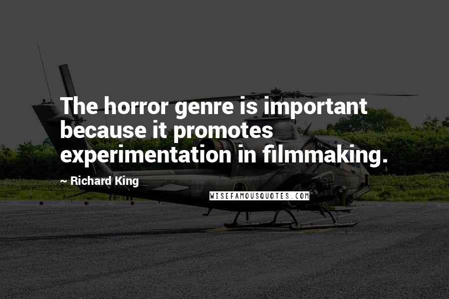 Richard King quotes: The horror genre is important because it promotes experimentation in filmmaking.