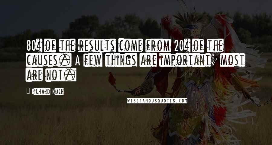 Richard Koch quotes: 80% of the results come from 20% of the causes. A few things are important; most are not.