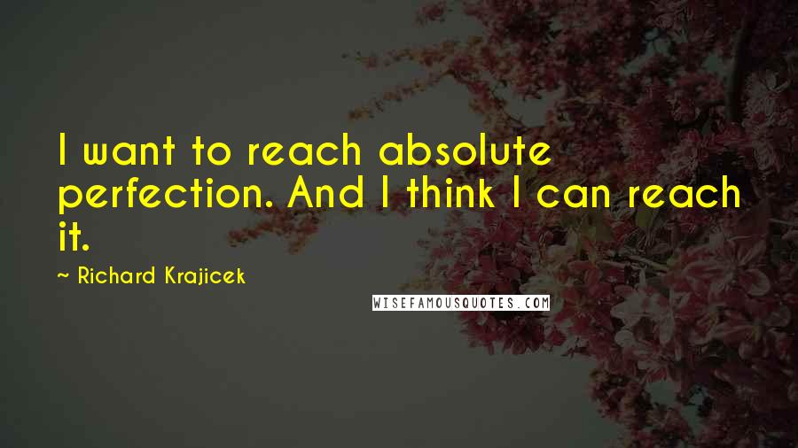 Richard Krajicek quotes: I want to reach absolute perfection. And I think I can reach it.