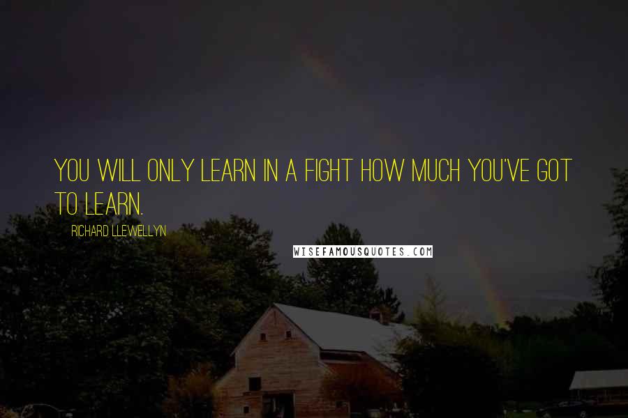 Richard Llewellyn quotes: You will only learn in a fight how much you've got to learn.