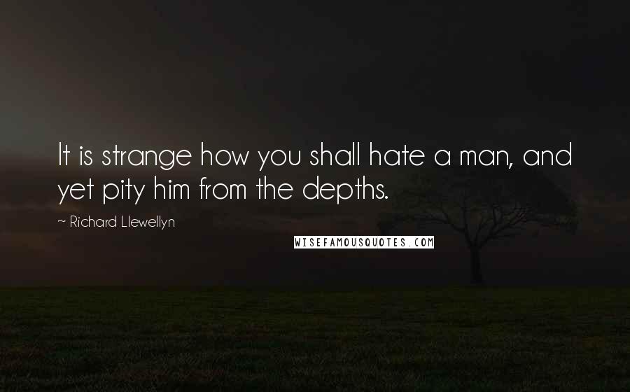 Richard Llewellyn quotes: It is strange how you shall hate a man, and yet pity him from the depths.