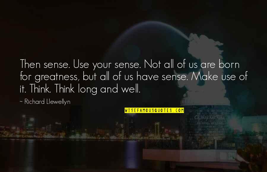 Richard Llewellyn Quotes By Richard Llewellyn: Then sense. Use your sense. Not all of Richard Llewellyn Quotes By Richard Llewellyn: Then sense. Use your sense. Not all of