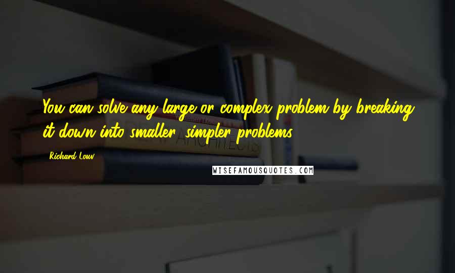 Richard Louv quotes: You can solve any large or complex problem by breaking it down into smaller, simpler problems.