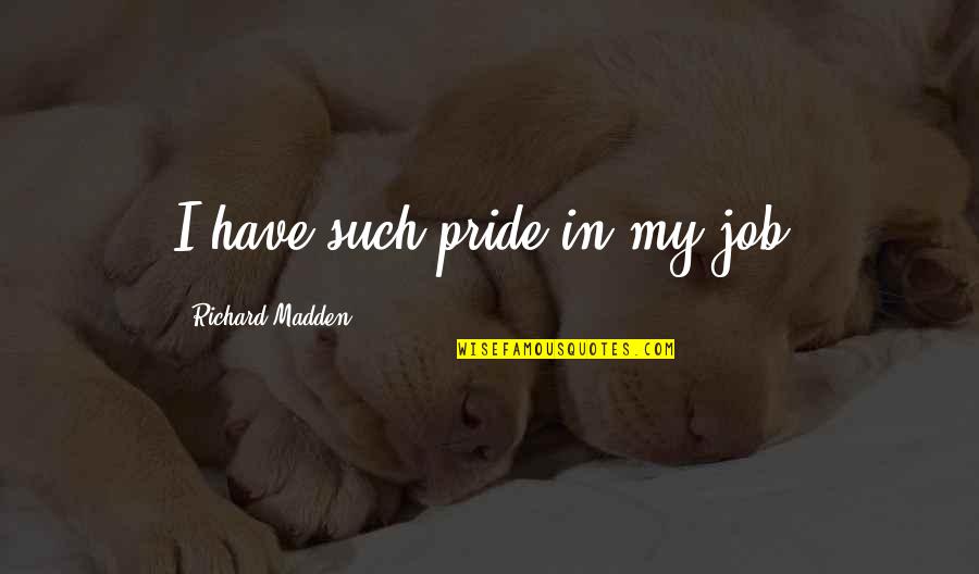 Richard Madden Quotes By Richard Madden: I have such pride in my job.