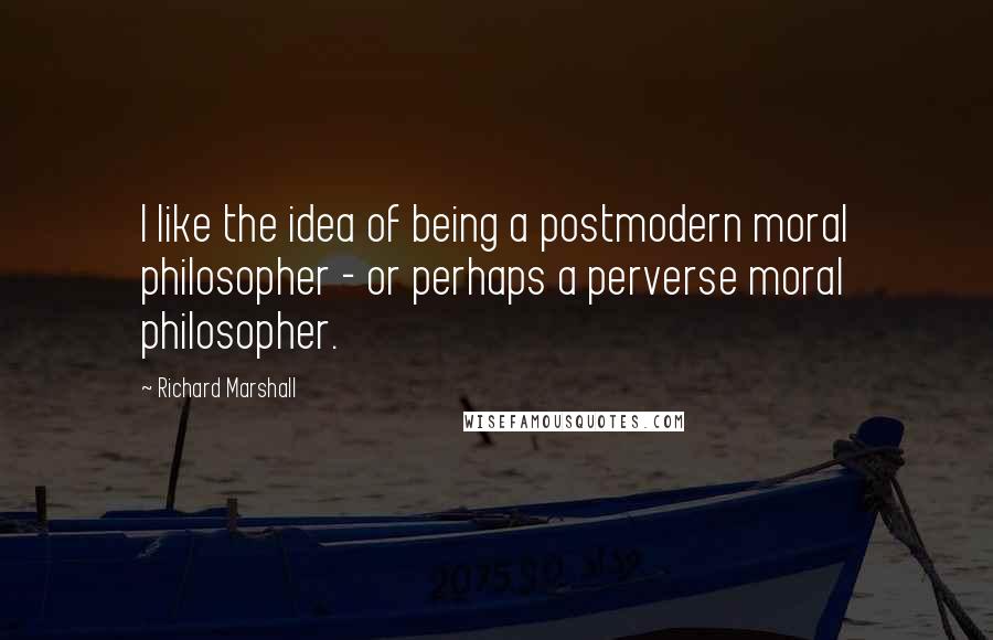 Richard Marshall quotes: I like the idea of being a postmodern moral philosopher - or perhaps a perverse moral philosopher.