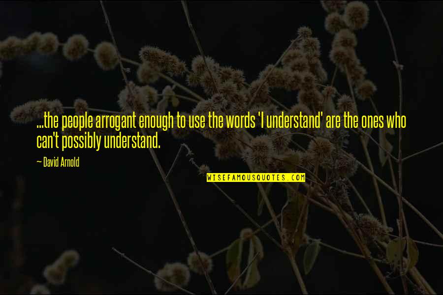 Richard Needham Quotes By David Arnold: ...the people arrogant enough to use the words Richard Needham Quotes By David Arnold: ...the people arrogant enough to use the words