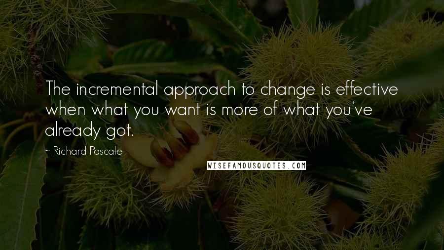 Richard Pascale quotes: The incremental approach to change is effective when what you want is more of what you've already got.