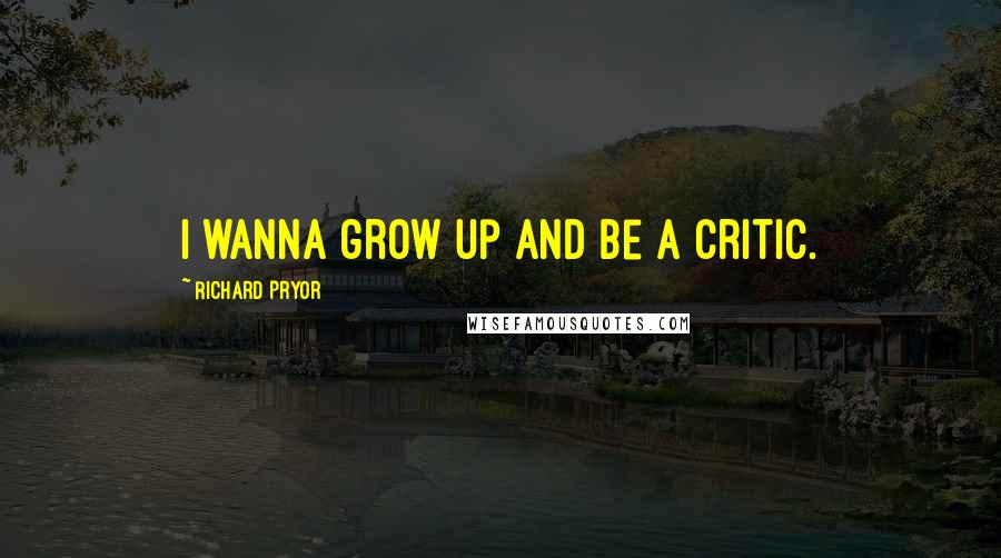 Richard Pryor quotes: I wanna grow up and be a critic.