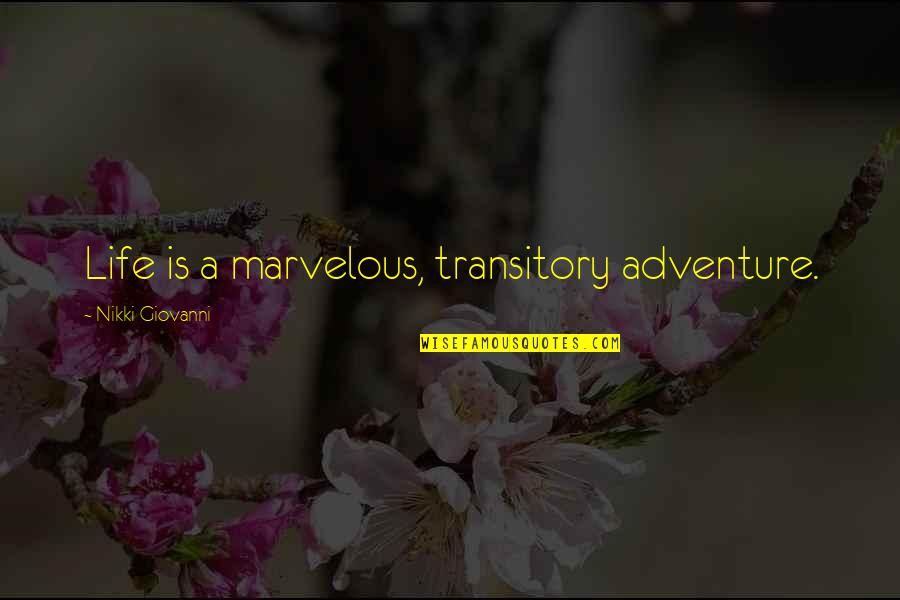 Richard Scrushy Quotes By Nikki Giovanni: Life is a marvelous, transitory adventure. Richard Scrushy Quotes By Nikki Giovanni: Life is a marvelous, transitory adventure.