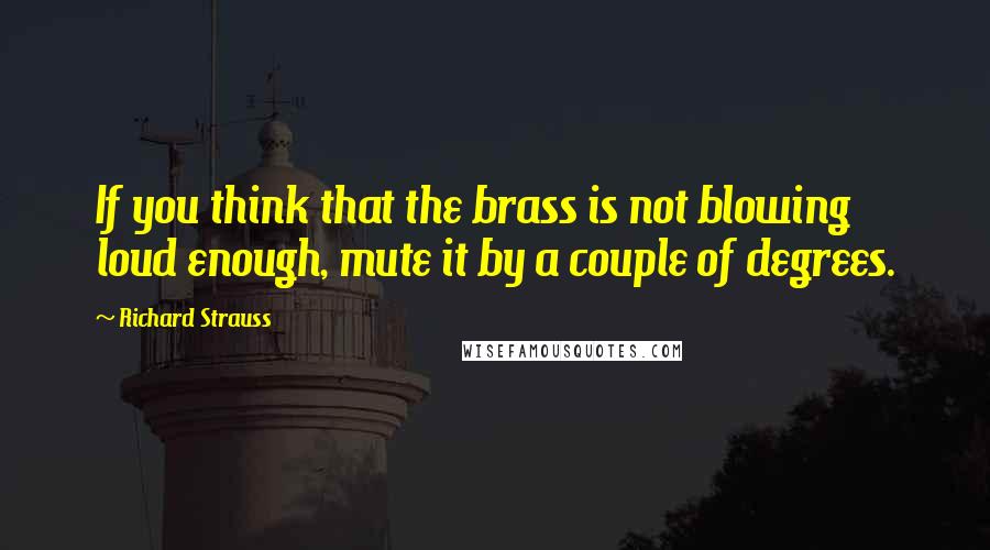 Richard Strauss quotes: If you think that the brass is not blowing loud enough, mute it by a couple of degrees.