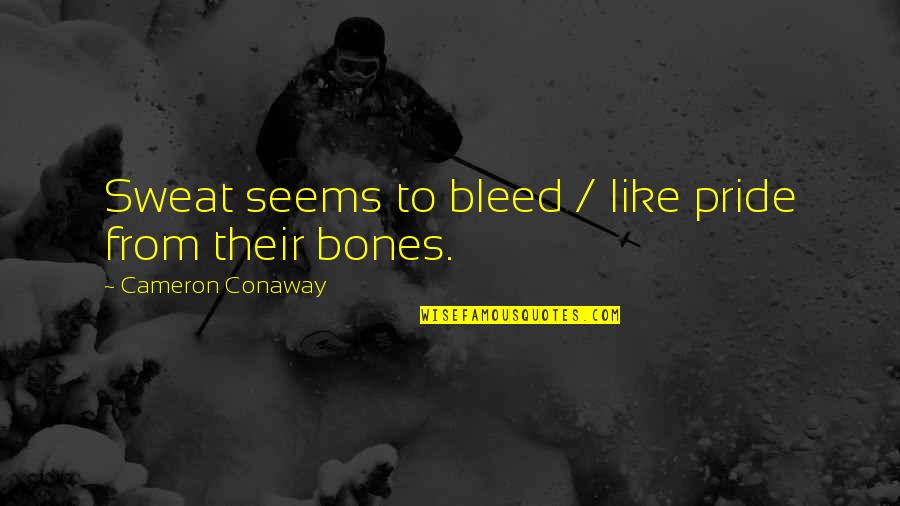 Richarda Hellner Quotes By Cameron Conaway: Sweat seems to bleed / like pride from Richarda Hellner Quotes By Cameron Conaway: Sweat seems to bleed / like pride from