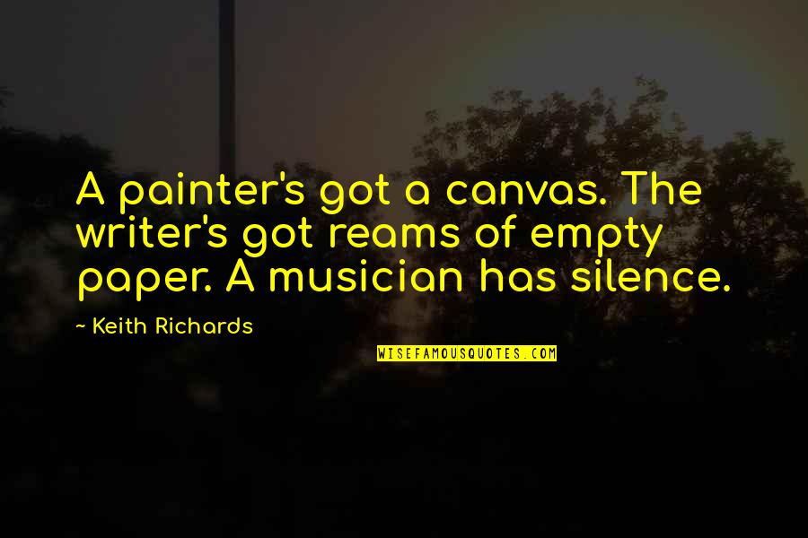 Richards's Quotes By Keith Richards: A painter's got a canvas. The writer's got