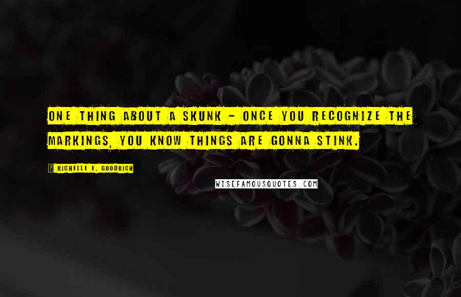 Richelle E. Goodrich quotes: One thing about a skunk - once you recognize the markings, you know things are gonna stink.