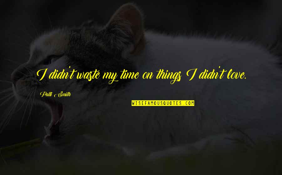 Richey Edwards Quotes By Patti Smith: I didn't waste my time on things I Richey Edwards Quotes By Patti Smith: I didn't waste my time on things I