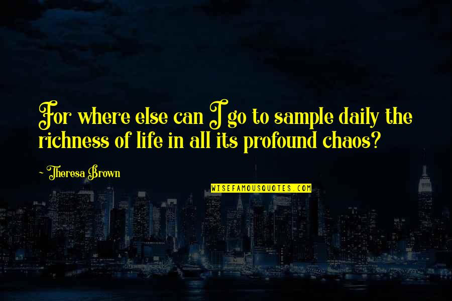 Richness Of Life Quotes By Theresa Brown: For where else can I go to sample