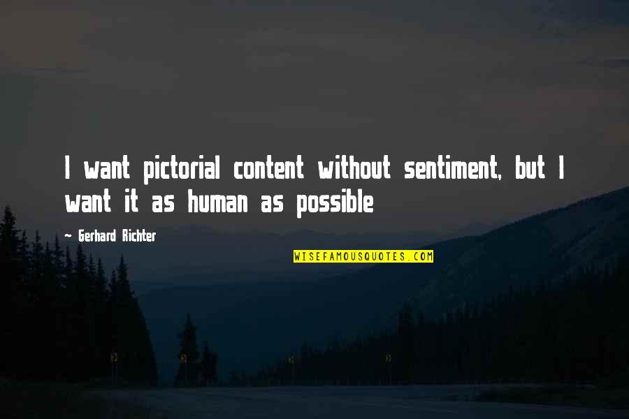 Richter's Quotes By Gerhard Richter: I want pictorial content without sentiment, but I