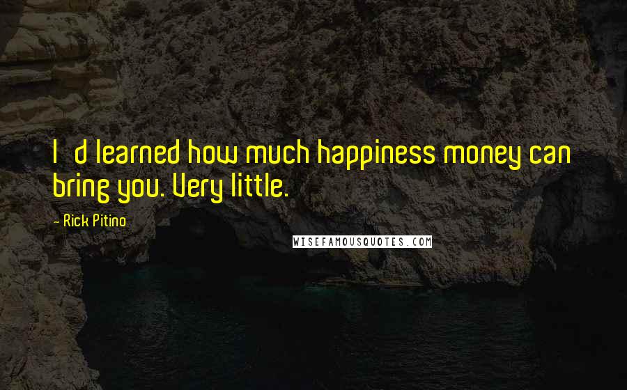 Rick Pitino quotes: I'd learned how much happiness money can bring you. Very little.