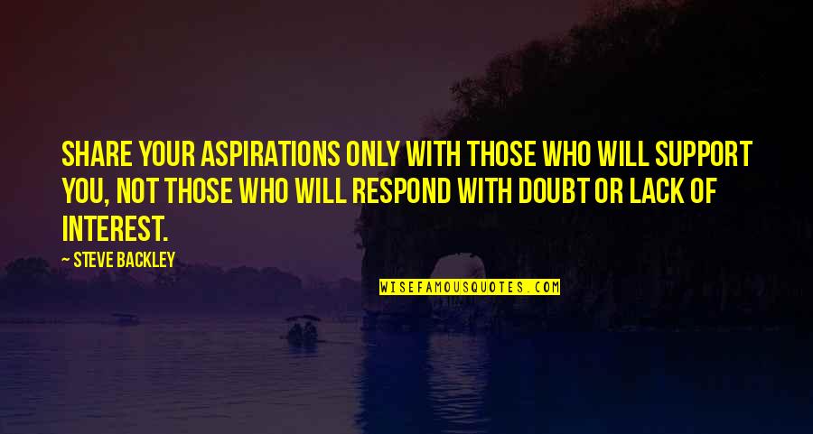 Rickards High School Quotes By Steve Backley: Share your aspirations only with those who will Rickards High School Quotes By Steve Backley: Share your aspirations only with those who will