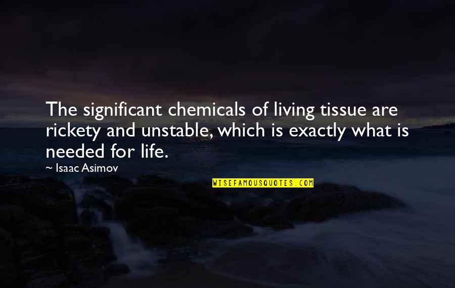 Rickety Quotes By Isaac Asimov: The significant chemicals of living tissue are rickety