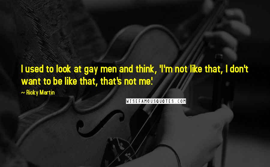 Ricky Martin quotes: I used to look at gay men and think, 'I'm not like that, I don't want to be like that, that's not me.'