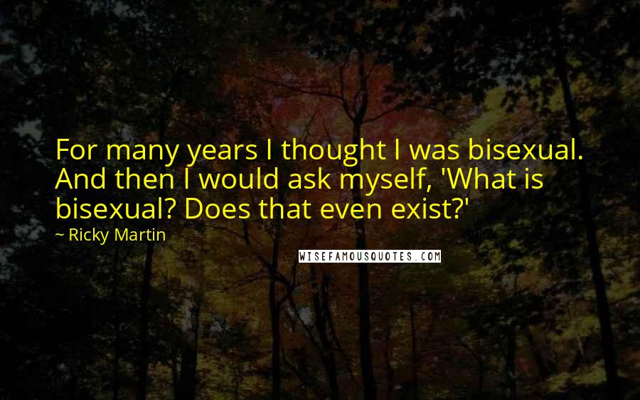 Ricky Martin quotes: For many years I thought I was bisexual. And then I would ask myself, 'What is bisexual? Does that even exist?'