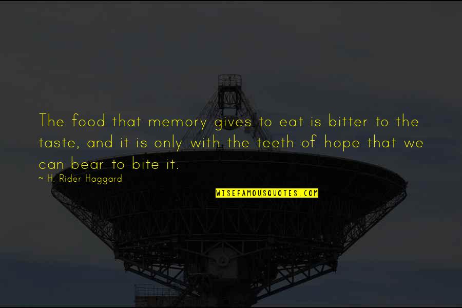 Rider Haggard Quotes By H. Rider Haggard: The food that memory gives to eat is