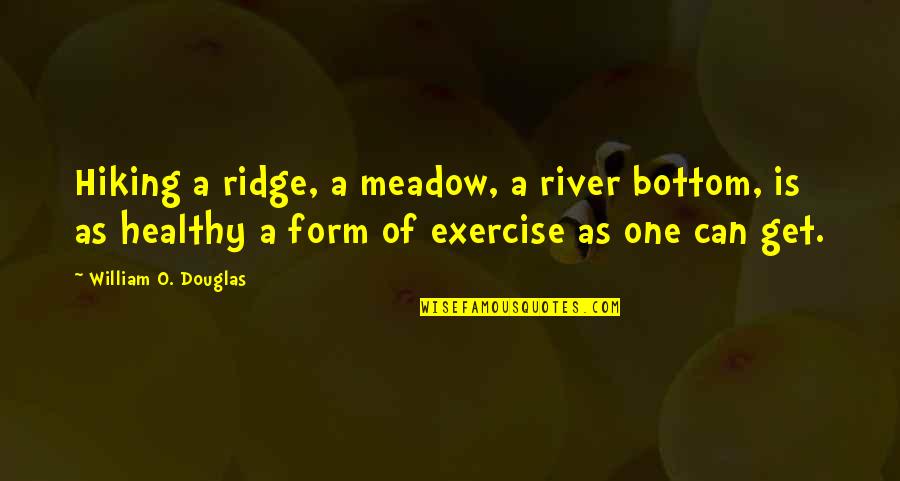 Ridge Quotes By William O. Douglas: Hiking a ridge, a meadow, a river bottom,