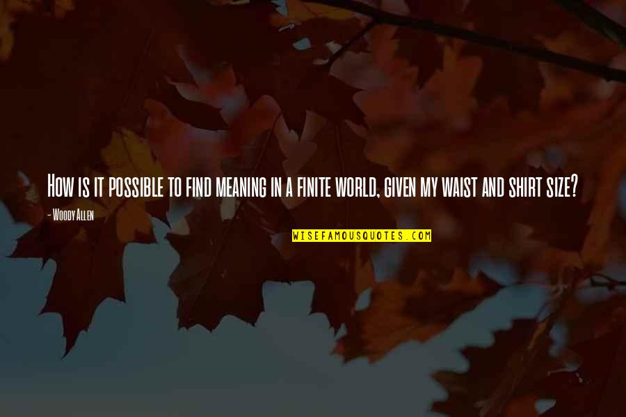Ridgeway's Quotes By Woody Allen: How is it possible to find meaning in