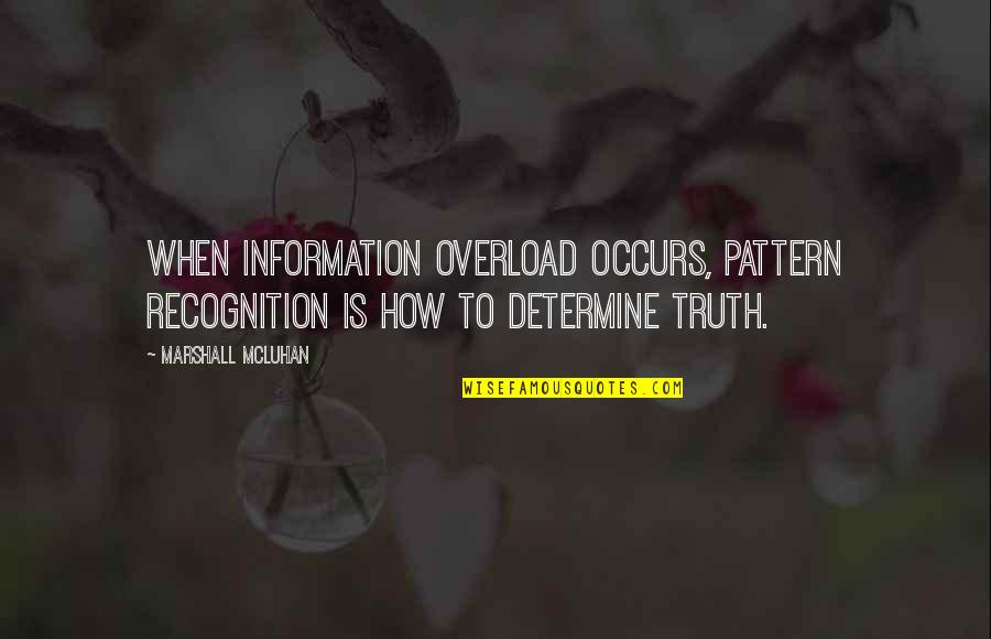 Ridgewell Construction Quotes By Marshall McLuhan: When information overload occurs, pattern recognition is how