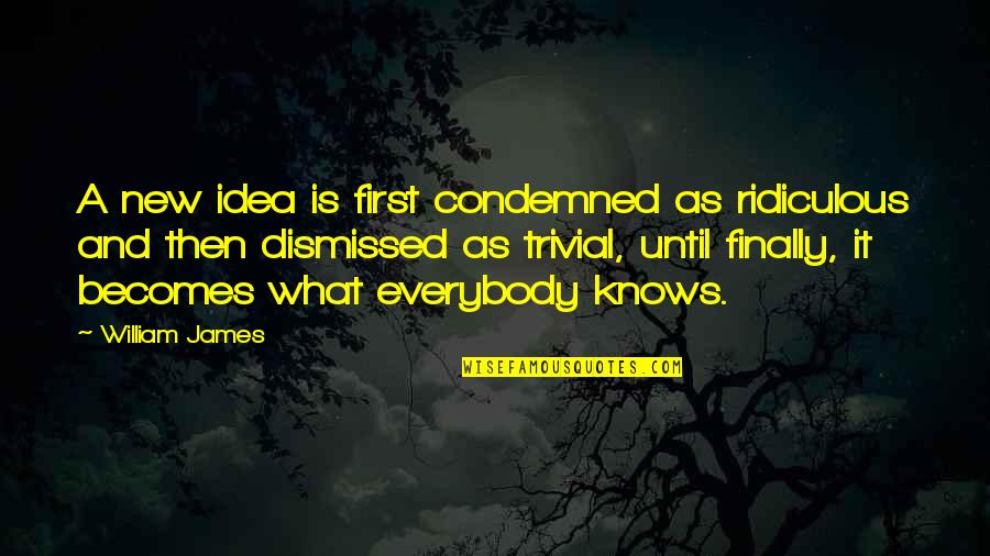 Ridiculous Inspirational Quotes By William James: A new idea is first condemned as ridiculous