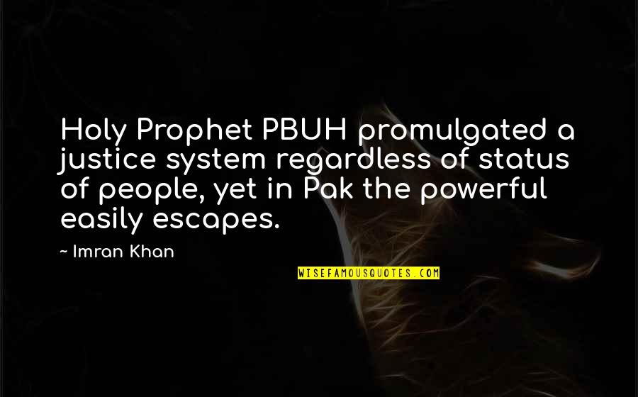 Rielaborazione Dello Quotes By Imran Khan: Holy Prophet PBUH promulgated a justice system regardless