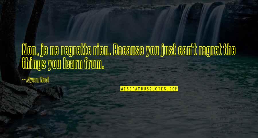Rien Quotes By Alyson Noel: Non, je ne regrette rien. Because you just