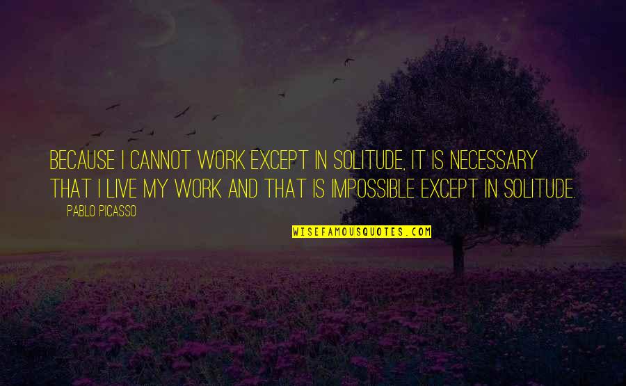 Rienties Quotes By Pablo Picasso: Because I cannot work except in solitude, it Rienties Quotes By Pablo Picasso: Because I cannot work except in solitude, it