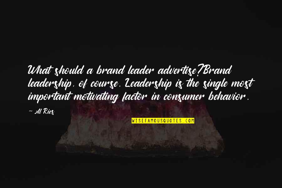 Ries Quotes By Al Ries: What should a brand leader advertise?Brand leadership, of