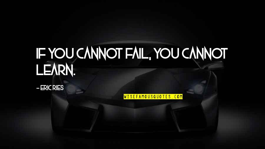 Ries Quotes By Eric Ries: If you cannot fail, you cannot learn.