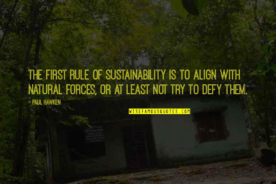 Rifare Bagno Quotes By Paul Hawken: The first rule of sustainability is to align