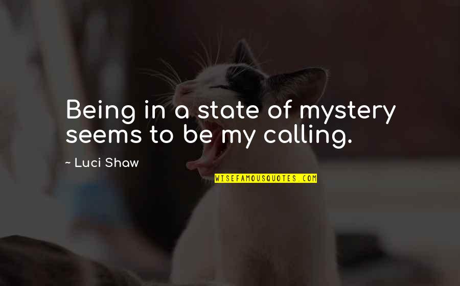 Riflessioni Quotes By Luci Shaw: Being in a state of mystery seems to